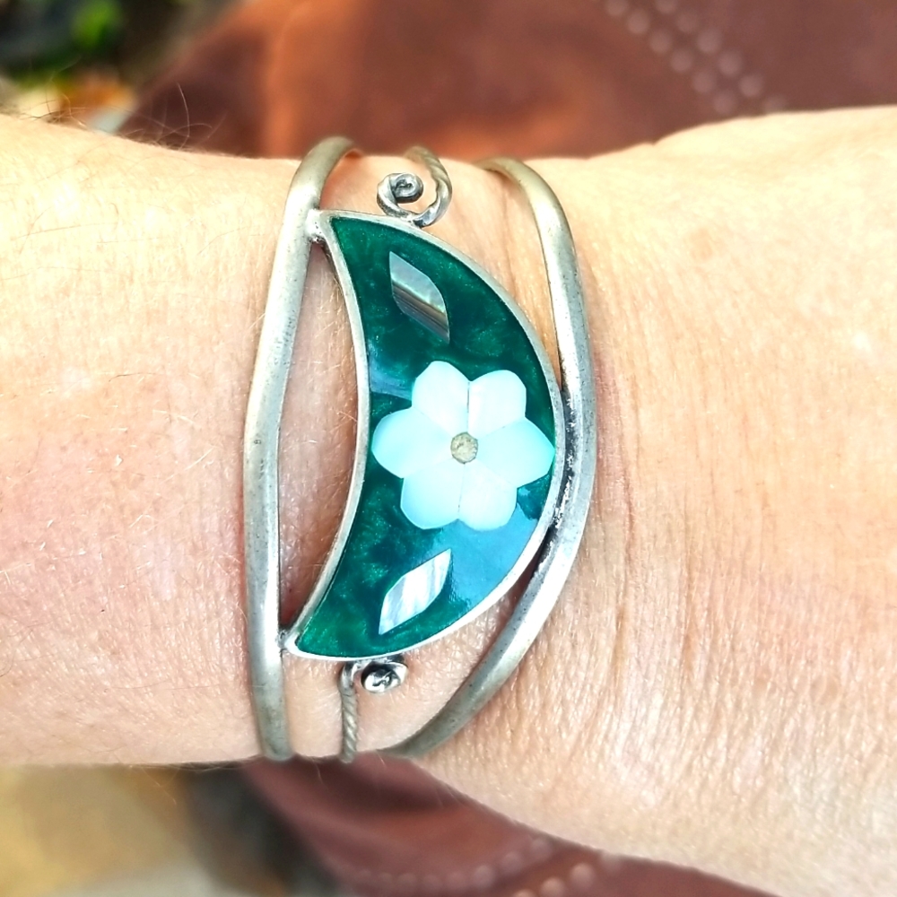 Vintage Silver Cuff Bracelet Taxco Mexico